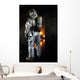 Firefighter Waits for Fire Wall Decal