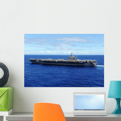 Aircraft Carrier Uss Abraham Wall Decal Design 2 shown on a wall