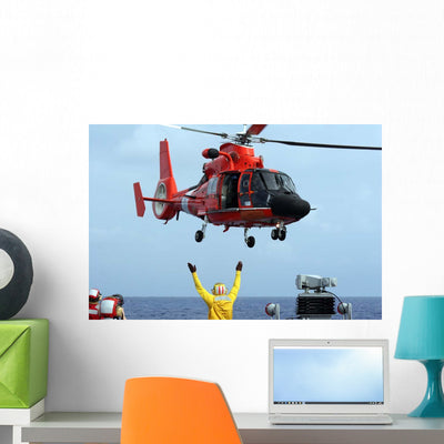 Boatswain Mate Directs Hh-65a Wall Decal shown on a wall