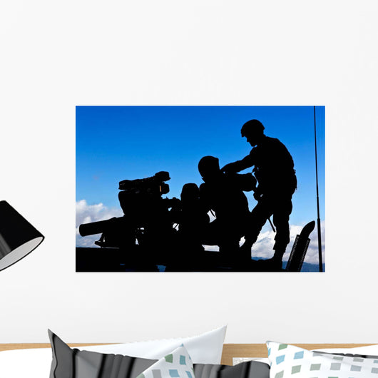 Silhouette Soldiers Operating Bgm-71 Wall Decal