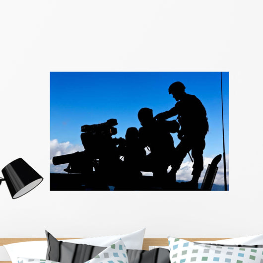 Silhouette Soldiers Operating Bgm-71 Wall Decal