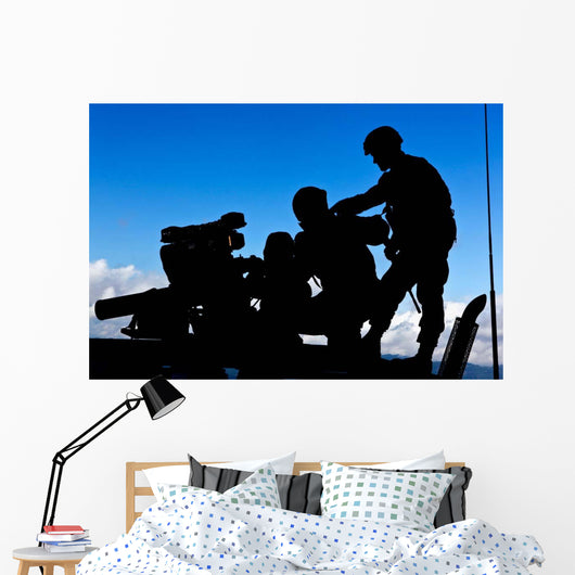 Silhouette Soldiers Operating Bgm-71 Wall Decal