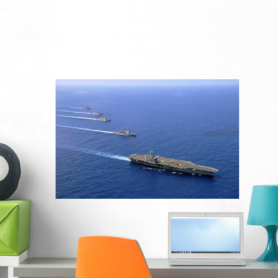 Military Ships Operate Formation Wall Decal shown on a wall