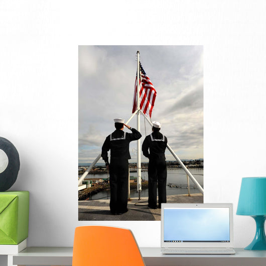 Sailors Raise National Ensign Wall Decal