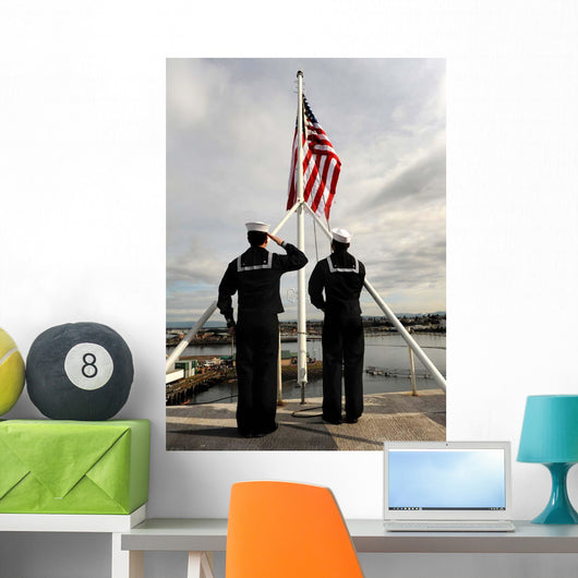 Sailors Raise National Ensign Wall Decal