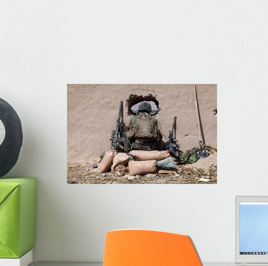 Us Marine Sniper Observes Wall Decal