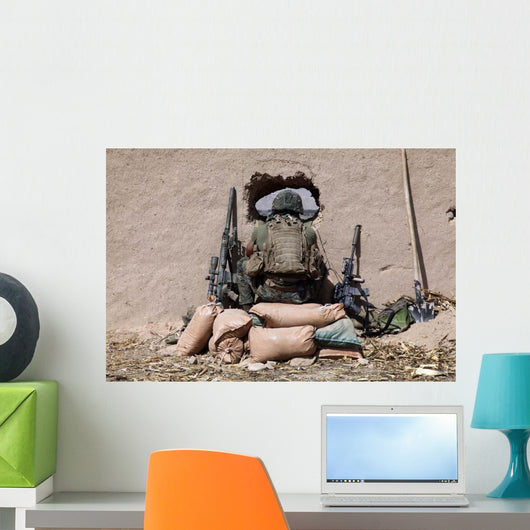 Us Marine Sniper Observes Wall Decal