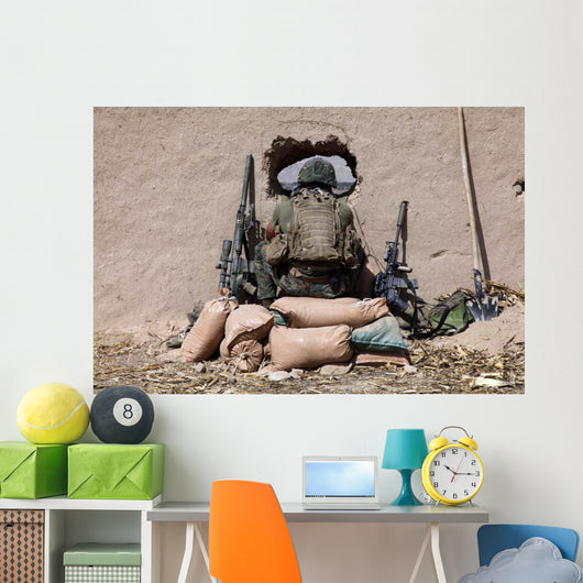 Us Marine Sniper Observes Wall Decal