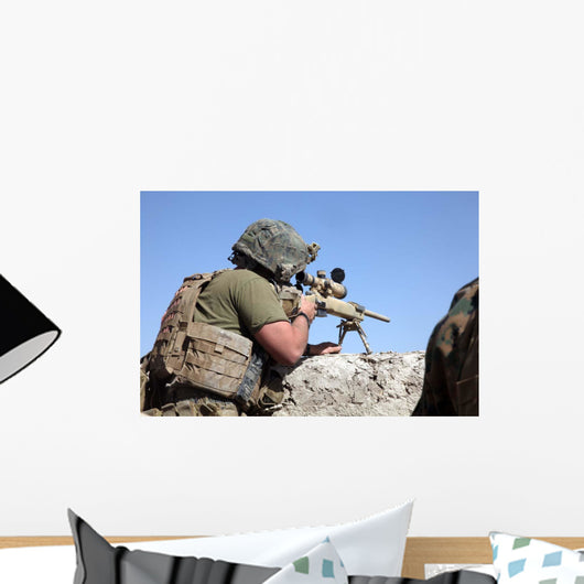 Us Marine Looks through Wall Decal Design 1
