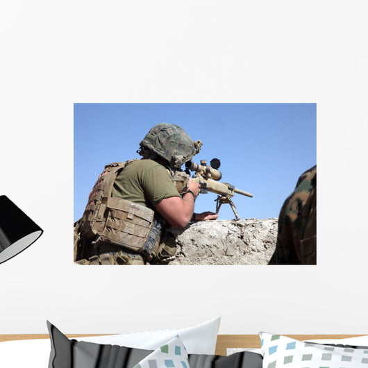 Us Marine Looks through Wall Decal Design 1