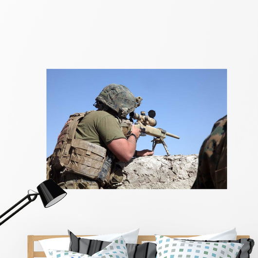 Us Marine Looks through Wall Decal Design 1