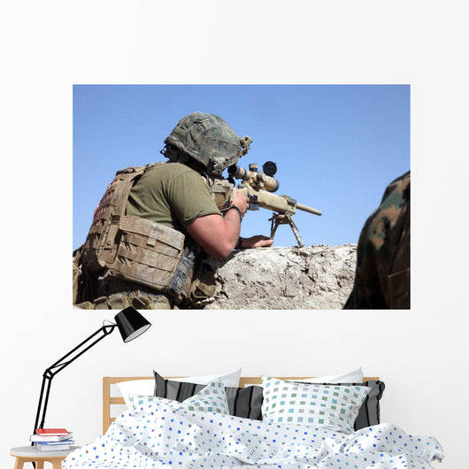Us Marine Looks through Wall Decal Design 1