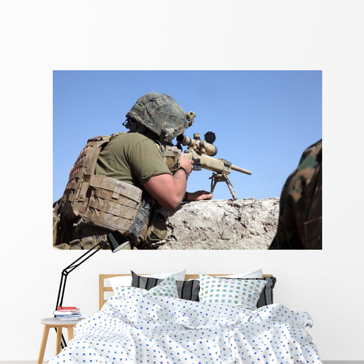 Us Marine Looks through Wall Decal Design 1