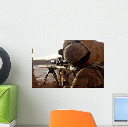 Us Marine Looks through Wall Decal Design 2
