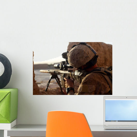 Us Marine Looks through Wall Decal Design 2