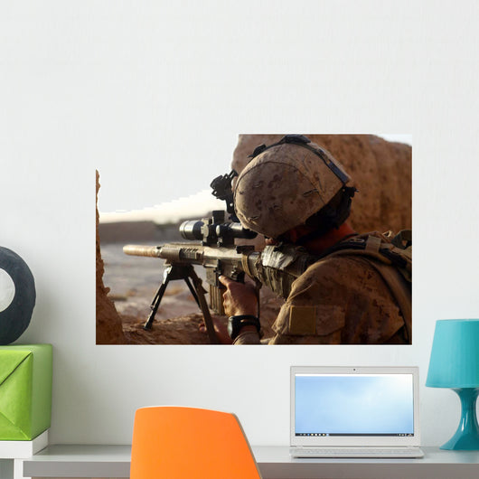 Us Marine Looks through Wall Decal Design 2