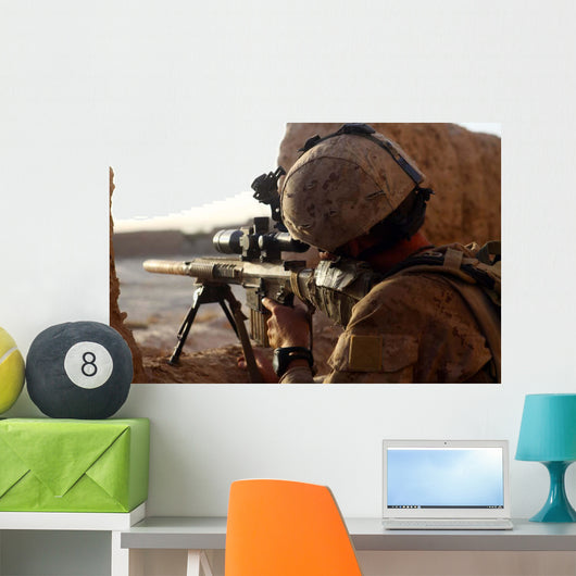 Us Marine Looks through Wall Decal Design 2