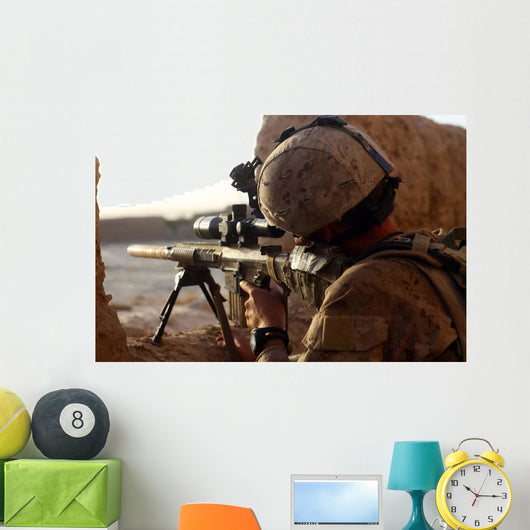 Us Marine Looks through Wall Decal Design 2