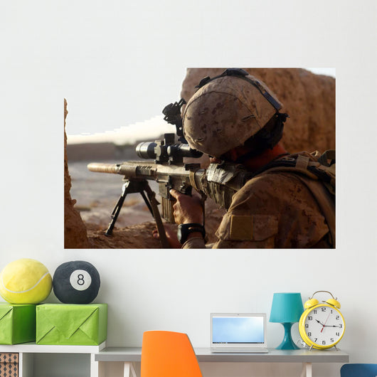Us Marine Looks through Wall Decal Design 2