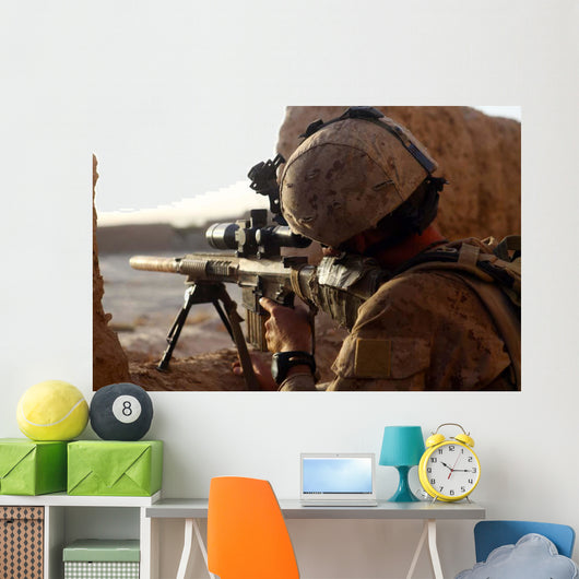 Us Marine Looks through Wall Decal Design 2