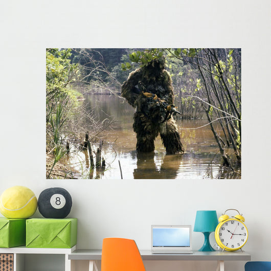 Sniper Dressed Ghillie Suit Wall Decal