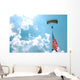 Skydiver Carries Us Flag Wall Decal
