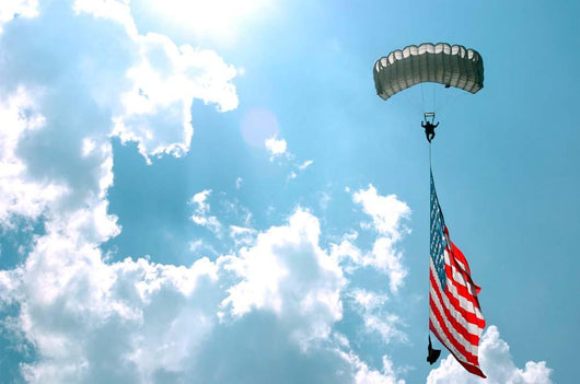 Skydiver Carries Us Flag Wall Decal