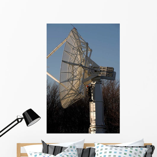 Technician Climbs up Large Wall Decal