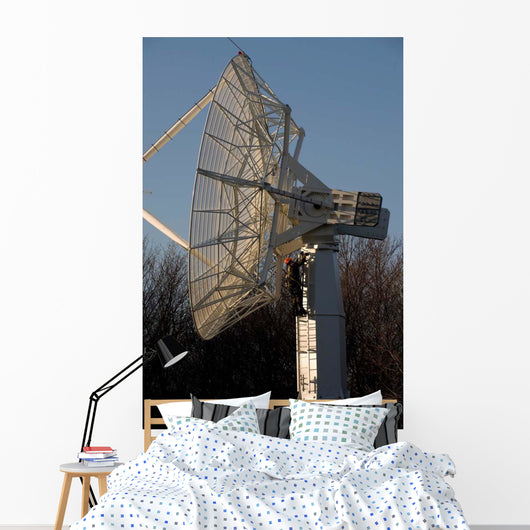 Technician Climbs up Large Wall Decal