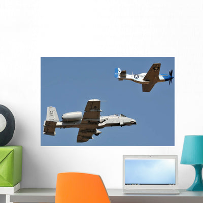 A-10 Thunderbolt and P-51 Wall Decal shown on a wall