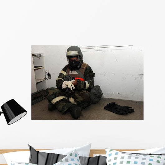 Airman Dons His Chemical Wall Decal