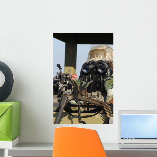Soldier Looks through Binoculars Wall Decal