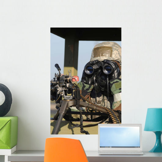 Soldier Looks through Binoculars Wall Decal