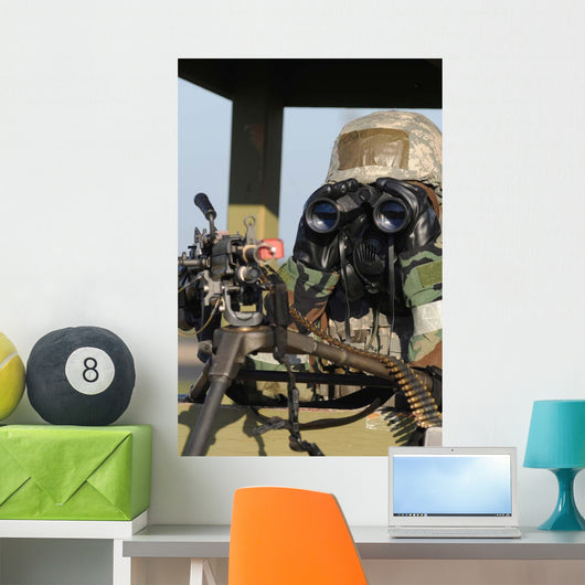 Soldier Looks through Binoculars Wall Decal