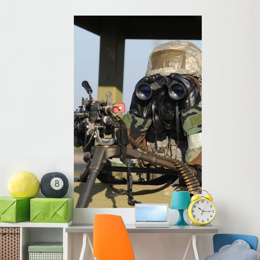 Soldier Looks through Binoculars Wall Decal
