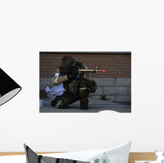 Airman Engages Simulated Operational Wall Decal
