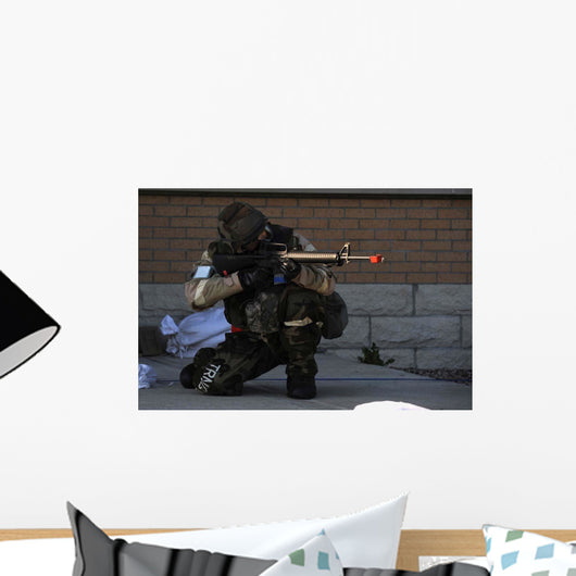 Airman Engages Simulated Operational Wall Decal