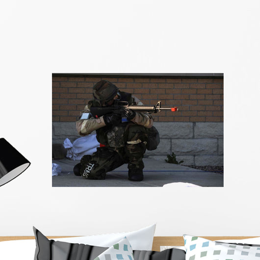 Airman Engages Simulated Operational Wall Decal