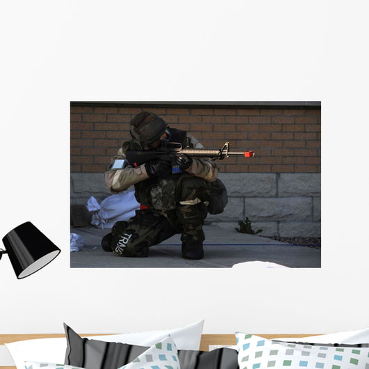 Airman Engages Simulated Operational Wall Decal