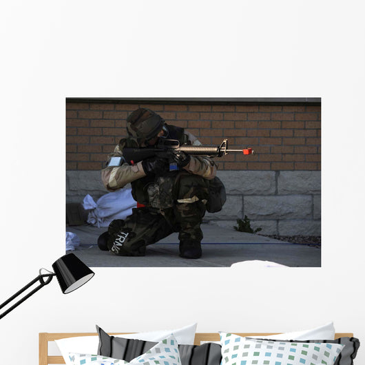 Airman Engages Simulated Operational Wall Decal