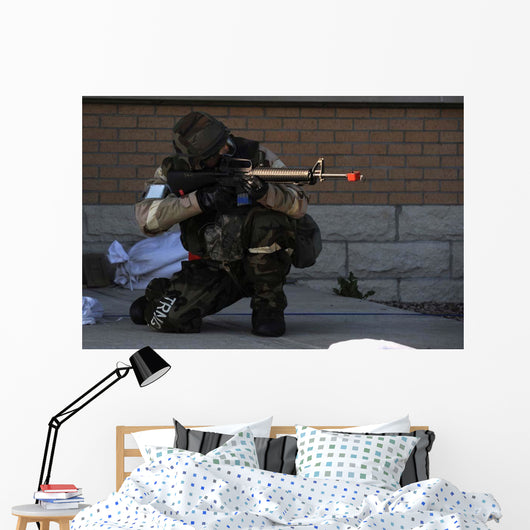 Airman Engages Simulated Operational Wall Decal