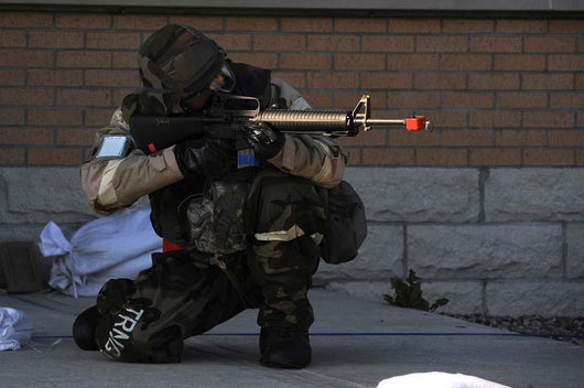 Airman Engages Simulated Operational Wall Decal