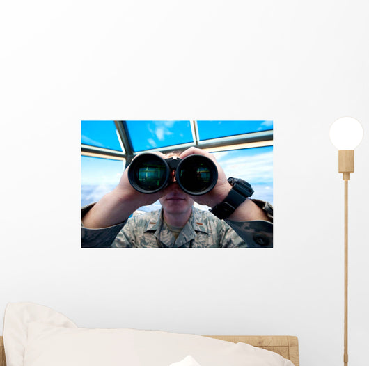 Lieutenant Uses Binoculars to Wall Decal