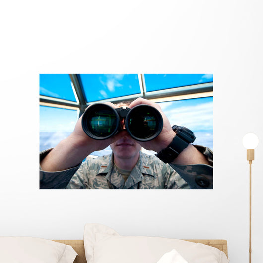 Lieutenant Uses Binoculars to Wall Decal