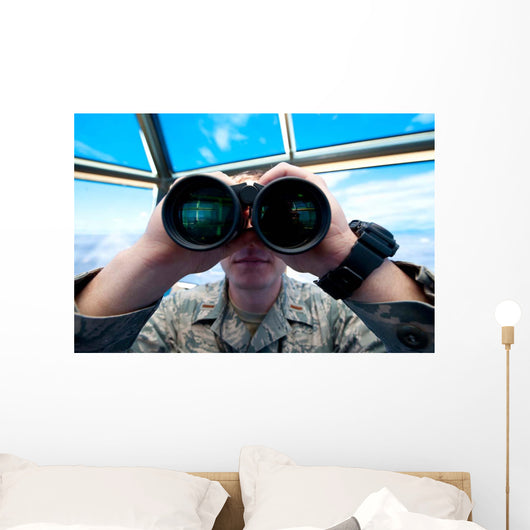 Lieutenant Uses Binoculars to Wall Decal