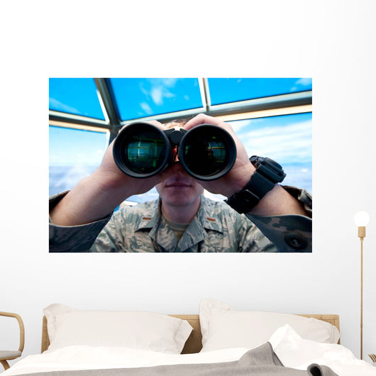 Lieutenant Uses Binoculars to Wall Decal