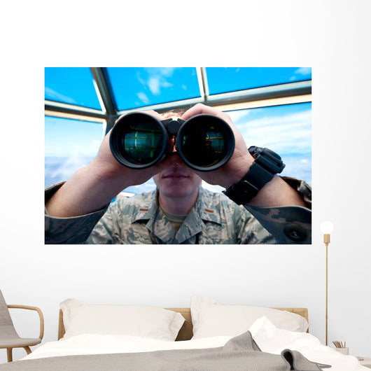 Lieutenant Uses Binoculars to Wall Decal