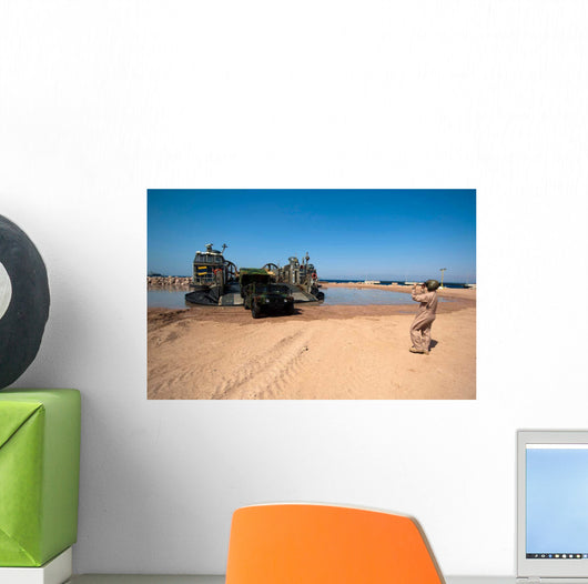 Humvee Debarks Landing Craft Wall Decal Design 2