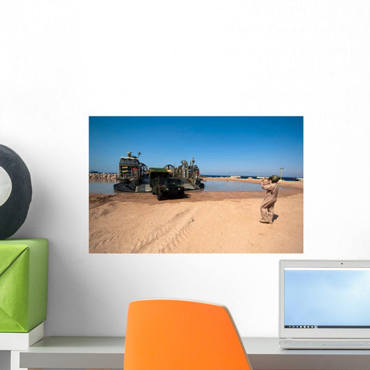 Humvee Debarks Landing Craft Wall Decal Design 2
