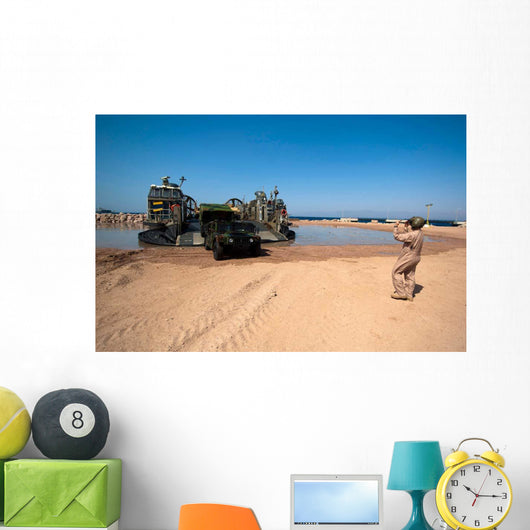 Humvee Debarks Landing Craft Wall Decal Design 2